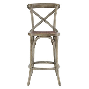 Modway Furniture Gear Counter Stool by Modway - Rustic Farmhouse Design with Durable Rattan Seat and Sturdy Elm Frame Gray EEI-5667-GRY