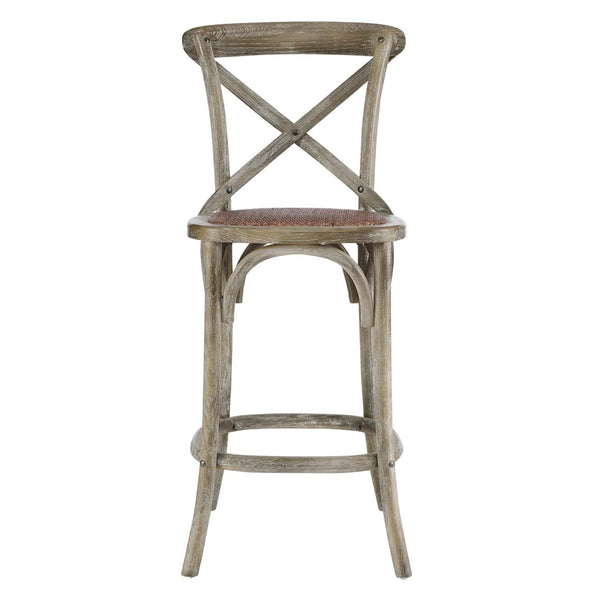 Modway Furniture Gear Counter Stool by Modway - Rustic Farmhouse Design with Durable Rattan Seat and Sturdy Elm Frame Gray EEI-5667-GRY
