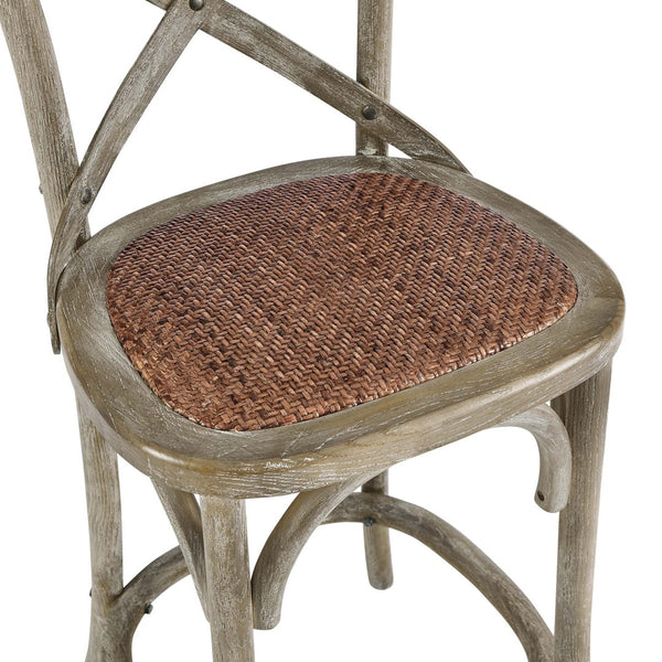 Modway Furniture Gear Counter Stool by Modway - Rustic Farmhouse Design with Durable Rattan Seat and Sturdy Elm Frame Gray EEI-5667-GRY