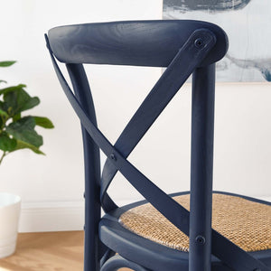 Modway Furniture Gear Counter Stool by Modway - Rustic Farmhouse Design with Durable Rattan Seat and Sturdy Elm Frame Midnight Blue EEI-5667-MID