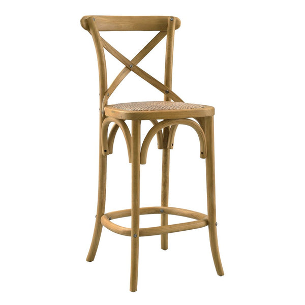 Modway Furniture Gear Counter Stool by Modway - Rustic Farmhouse Design with Durable Rattan Seat and Sturdy Elm Frame Natural EEI-5667-NAT