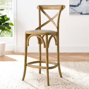 Modway Furniture Gear Counter Stool by Modway - Rustic Farmhouse Design with Durable Rattan Seat and Sturdy Elm Frame Natural EEI-5667-NAT