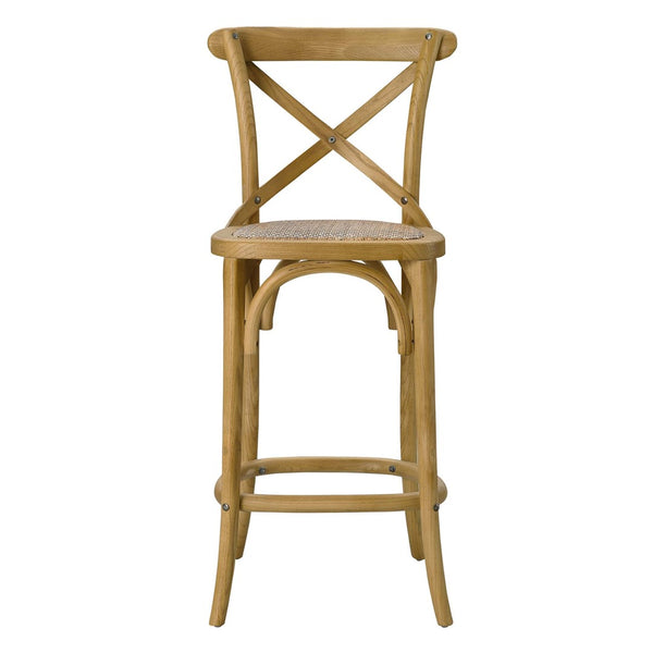 Modway Furniture Gear Counter Stool by Modway - Rustic Farmhouse Design with Durable Rattan Seat and Sturdy Elm Frame Natural EEI-5667-NAT