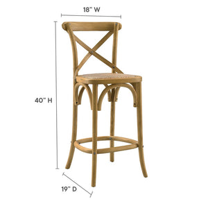 Modway Furniture Gear Counter Stool by Modway - Rustic Farmhouse Design with Durable Rattan Seat and Sturdy Elm Frame Natural EEI-5667-NAT