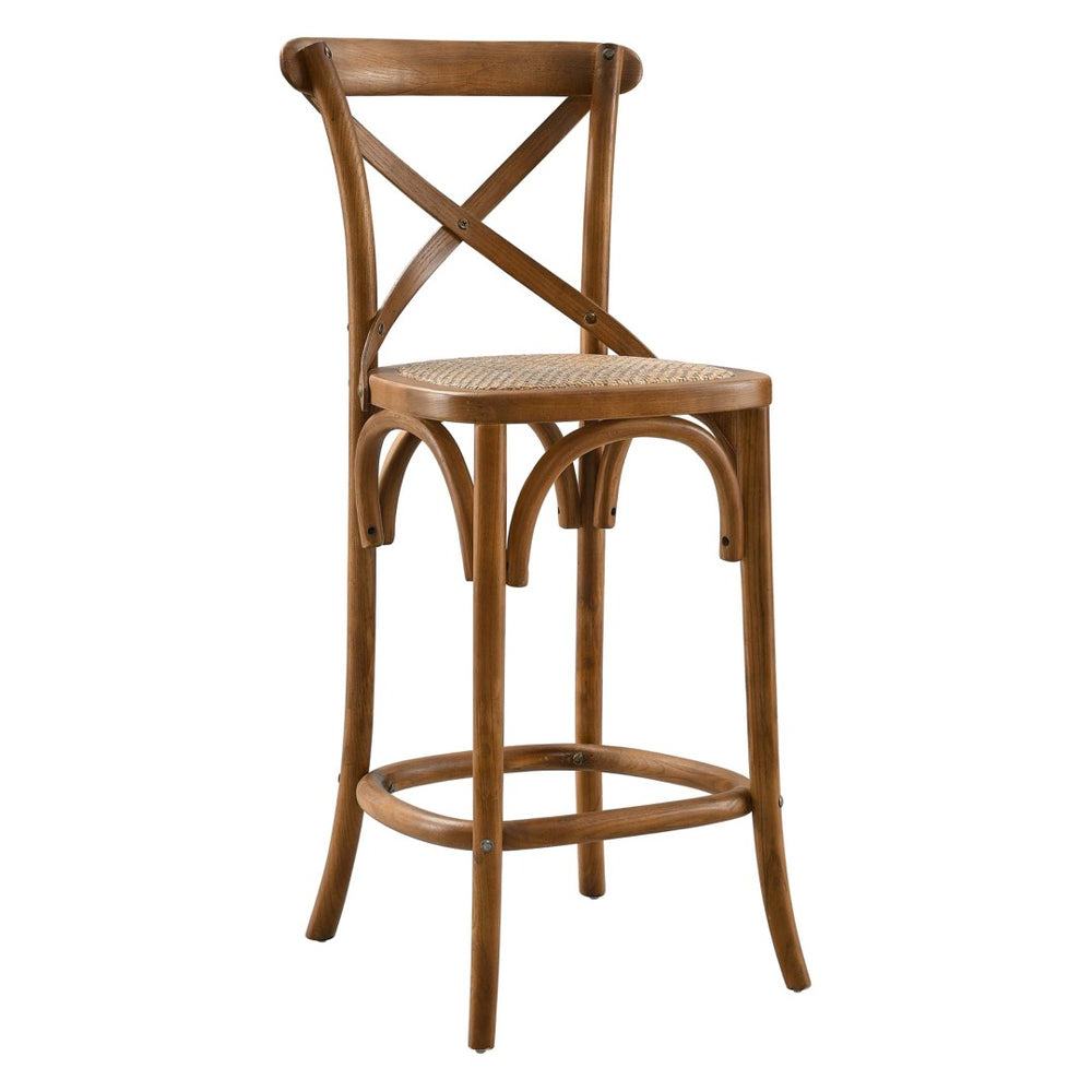 Modway Furniture Gear Counter Stool by Modway - Rustic Farmhouse Design with Durable Rattan Seat and Sturdy Elm Frame Walnut EEI-5667-WAL