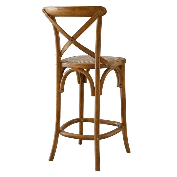 Modway Furniture Gear Counter Stool by Modway - Rustic Farmhouse Design with Durable Rattan Seat and Sturdy Elm Frame Walnut EEI-5667-WAL