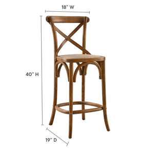 Modway Furniture Gear Counter Stool by Modway - Rustic Farmhouse Design with Durable Rattan Seat and Sturdy Elm Frame Walnut EEI-5667-WAL