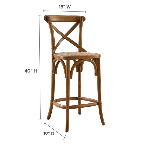 Modway Furniture Gear Counter Stool by Modway - Rustic Farmhouse Design with Durable Rattan Seat and Sturdy Elm Frame Walnut EEI-5667-WAL