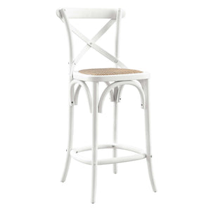 Modway Furniture Gear Counter Stool by Modway - Rustic Farmhouse Design with Durable Rattan Seat and Sturdy Elm Frame White EEI-5667-WHI