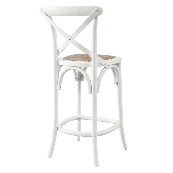 Modway Furniture Gear Counter Stool by Modway - Rustic Farmhouse Design with Durable Rattan Seat and Sturdy Elm Frame White EEI-5667-WHI