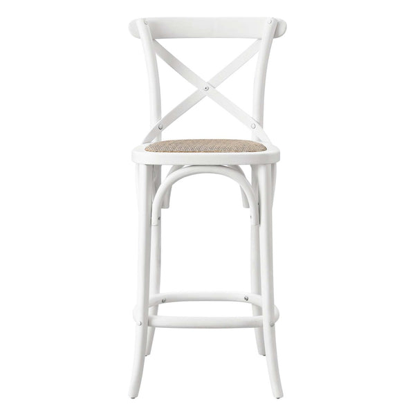 Modway Furniture Gear Counter Stool by Modway - Rustic Farmhouse Design with Durable Rattan Seat and Sturdy Elm Frame White EEI-5667-WHI
