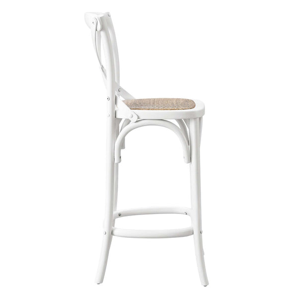 Modway Furniture Gear Counter Stool by Modway - Rustic Farmhouse Design with Durable Rattan Seat and Sturdy Elm Frame White EEI-5667-WHI