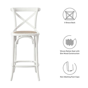 Modway Furniture Gear Counter Stool by Modway - Rustic Farmhouse Design with Durable Rattan Seat and Sturdy Elm Frame White EEI-5667-WHI
