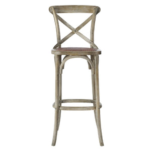 Modway Furniture Gear Bar Stool by Modway - Stylish Farmhouse Design with Durable Elm Wood and Woven Rattan Seat Gray EEI-5668-GRY