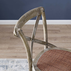 Modway Furniture Gear Bar Stool by Modway - Stylish Farmhouse Design with Durable Elm Wood and Woven Rattan Seat Gray EEI-5668-GRY