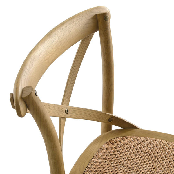 Modway Furniture Gear Bar Stool by Modway - Stylish Farmhouse Design with Durable Elm Wood and Woven Rattan Seat Natural EEI-5668-NAT