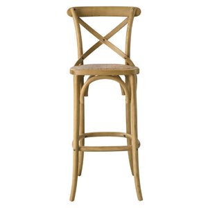Modway Furniture Gear Bar Stool by Modway - Stylish Farmhouse Design with Durable Elm Wood and Woven Rattan Seat Natural EEI-5668-NAT
