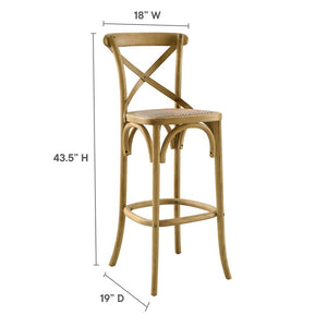 Modway Furniture Gear Bar Stool by Modway - Stylish Farmhouse Design with Durable Elm Wood and Woven Rattan Seat Natural EEI-5668-NAT