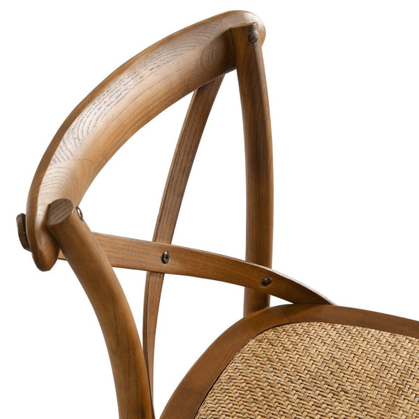 Modway Furniture Gear Bar Stool by Modway - Stylish Farmhouse Design with Durable Elm Wood and Woven Rattan Seat Walnut EEI-5668-WAL