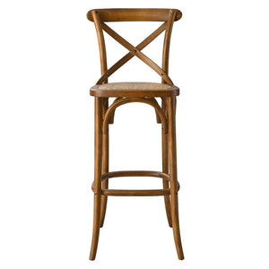Modway Furniture Gear Bar Stool by Modway - Stylish Farmhouse Design with Durable Elm Wood and Woven Rattan Seat Walnut EEI-5668-WAL