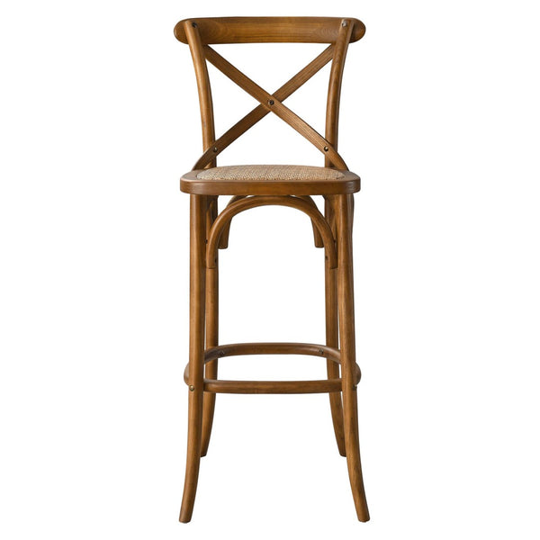 Modway Furniture Gear Bar Stool by Modway - Stylish Farmhouse Design with Durable Elm Wood and Woven Rattan Seat Walnut EEI-5668-WAL