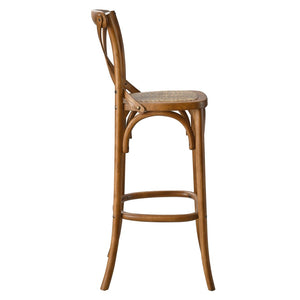 Modway Furniture Gear Bar Stool by Modway - Stylish Farmhouse Design with Durable Elm Wood and Woven Rattan Seat Walnut EEI-5668-WAL
