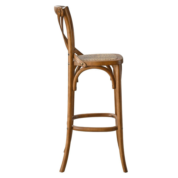 Modway Furniture Gear Bar Stool by Modway - Stylish Farmhouse Design with Durable Elm Wood and Woven Rattan Seat Walnut EEI-5668-WAL