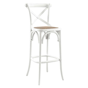 Modway Furniture Gear Bar Stool by Modway - Stylish Farmhouse Design with Durable Elm Wood and Woven Rattan Seat White EEI-5668-WHI
