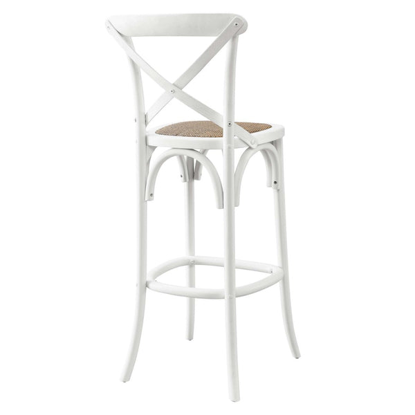 Modway Furniture Gear Bar Stool by Modway - Stylish Farmhouse Design with Durable Elm Wood and Woven Rattan Seat White EEI-5668-WHI