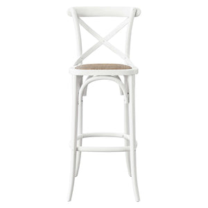 Modway Furniture Gear Bar Stool by Modway - Stylish Farmhouse Design with Durable Elm Wood and Woven Rattan Seat White EEI-5668-WHI