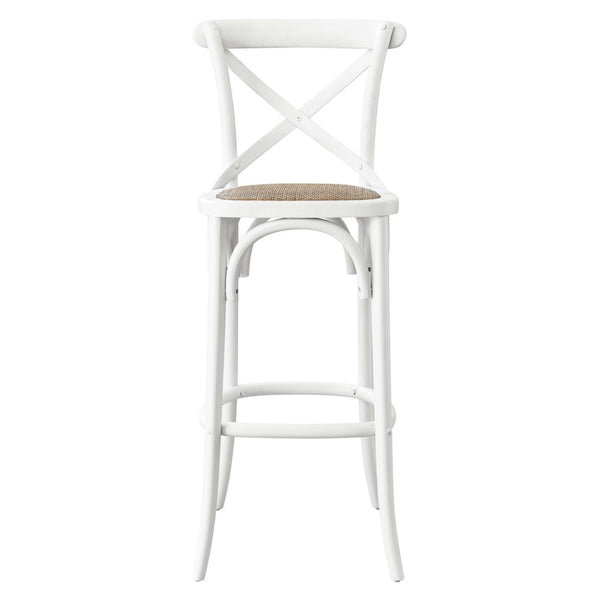 Modway Furniture Gear Bar Stool by Modway - Stylish Farmhouse Design with Durable Elm Wood and Woven Rattan Seat White EEI-5668-WHI