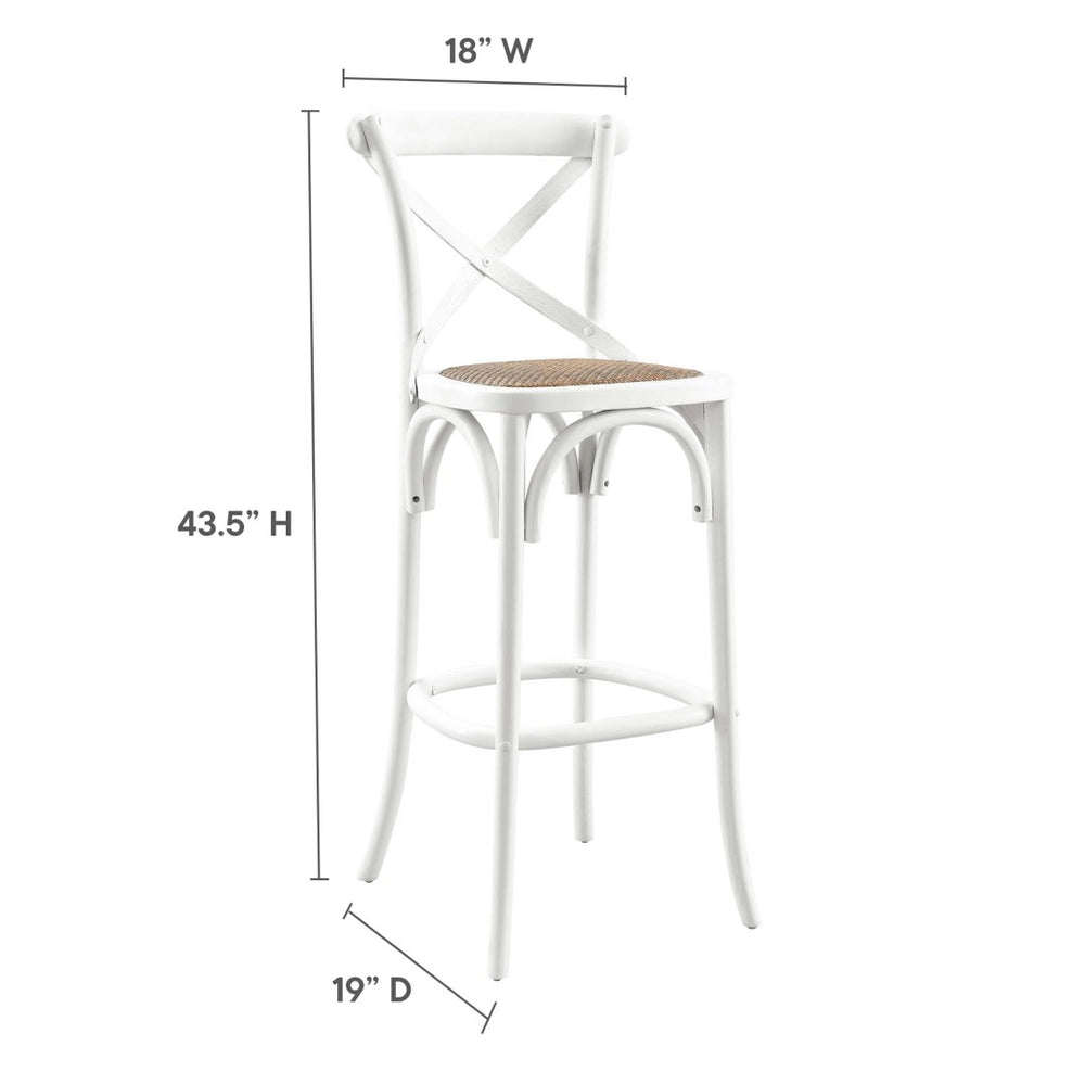 Modway Furniture Gear Bar Stool by Modway - Stylish Farmhouse Design with Durable Elm Wood and Woven Rattan Seat White EEI-5668-WHI