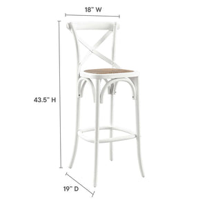 Modway Furniture Gear Bar Stool by Modway - Stylish Farmhouse Design with Durable Elm Wood and Woven Rattan Seat White EEI-5668-WHI
