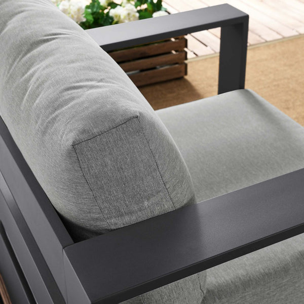 Modway Furniture Tahoe Outdoor Patio Armchair - Weather-Resistant Aluminum Frame with Plush Cushions for Comfort Gray Gray EEI-5675-GRY-GRY