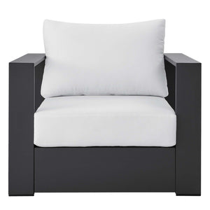 Modway Furniture Tahoe Outdoor Patio Armchair - Weather-Resistant Aluminum Frame with Plush Cushions for Comfort Gray White EEI-5675-GRY-WHI