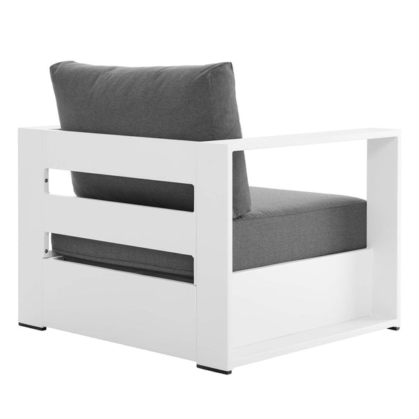 Modway Furniture Tahoe Outdoor Patio Armchair - Weather-Resistant Aluminum Frame with Plush Cushions for Comfort White Charcoal EEI-5675-WHI-CHA