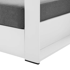 Modway Furniture Tahoe Outdoor Patio Armchair - Weather-Resistant Aluminum Frame with Plush Cushions for Comfort White Charcoal EEI-5675-WHI-CHA