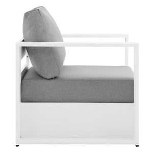 Modway Furniture Tahoe Outdoor Patio Armchair - Weather-Resistant Aluminum Frame with Plush Cushions for Comfort White Gray EEI-5675-WHI-GRY