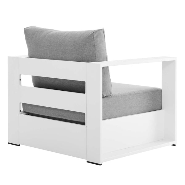Modway Furniture Tahoe Outdoor Patio Armchair - Weather-Resistant Aluminum Frame with Plush Cushions for Comfort White Gray EEI-5675-WHI-GRY