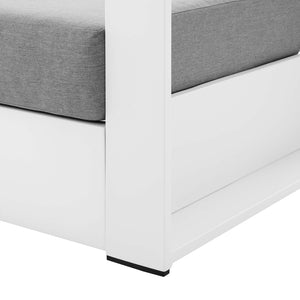 Modway Furniture Tahoe Outdoor Patio Armchair - Weather-Resistant Aluminum Frame with Plush Cushions for Comfort White Gray EEI-5675-WHI-GRY