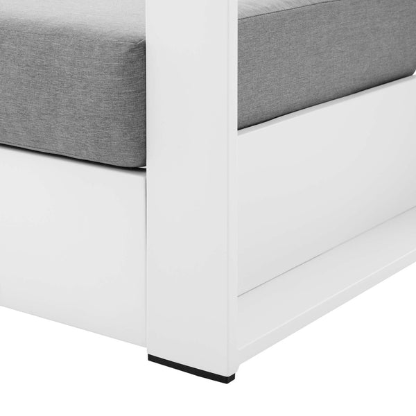 Modway Furniture Tahoe Outdoor Patio Armchair - Weather-Resistant Aluminum Frame with Plush Cushions for Comfort White Gray EEI-5675-WHI-GRY