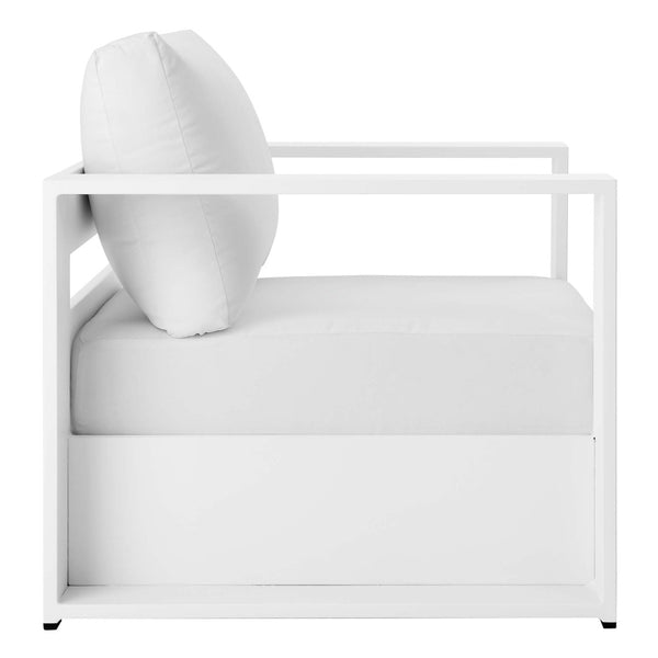 Modway Furniture Tahoe Outdoor Patio Armchair - Weather-Resistant Aluminum Frame with Plush Cushions for Comfort White White EEI-5675-WHI-WHI