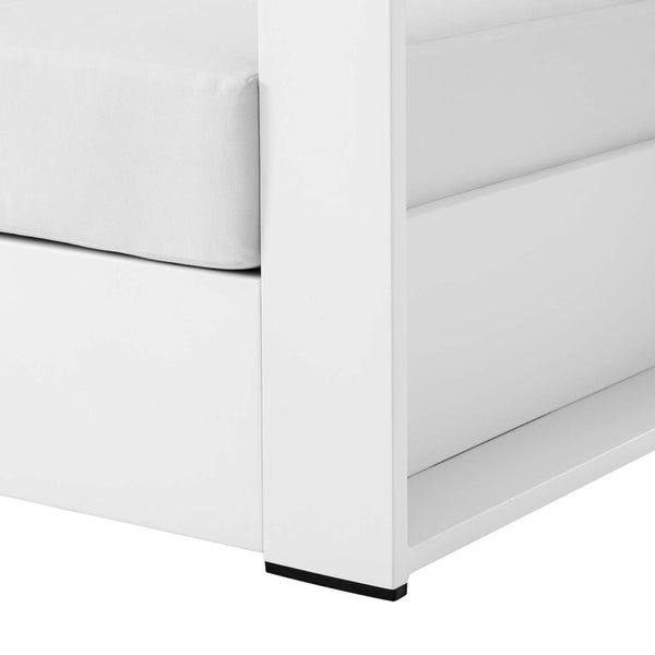 Modway Furniture Tahoe Outdoor Patio Armchair - Weather-Resistant Aluminum Frame with Plush Cushions for Comfort White White EEI-5675-WHI-WHI