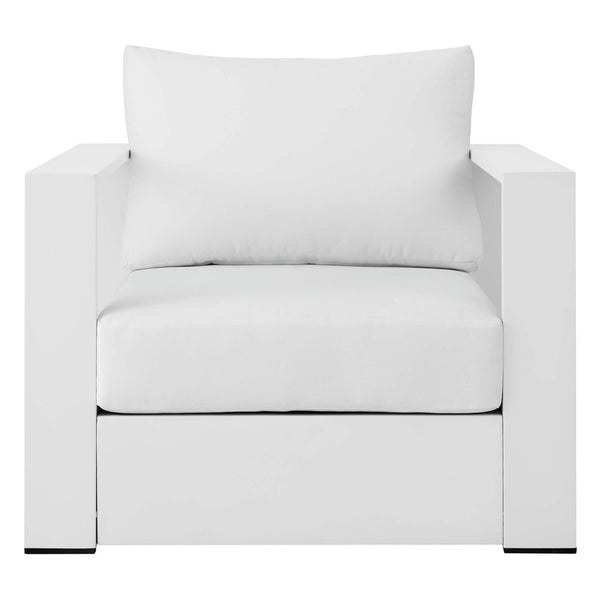 Modway Furniture Tahoe Outdoor Patio Armchair - Weather-Resistant Aluminum Frame with Plush Cushions for Comfort White White EEI-5675-WHI-WHI