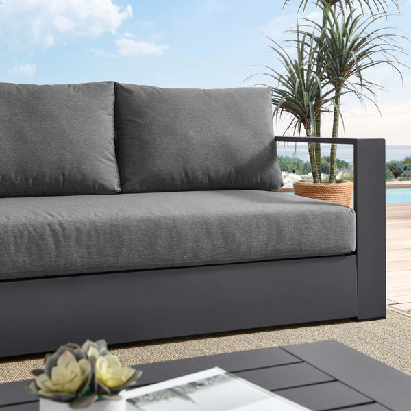 Modway Furniture Tahoe Outdoor Patio Aluminum Sofa - Weather-Resistant, Stylish Design for Ultimate Comfort & Relaxation Gray Charcoal EEI-5676-GRY-CHA