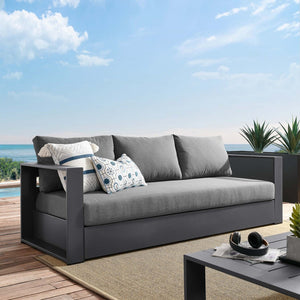 Modway Furniture Tahoe Outdoor Patio Aluminum Sofa - Weather-Resistant, Stylish Design for Ultimate Comfort & Relaxation Gray Charcoal EEI-5676-GRY-CHA