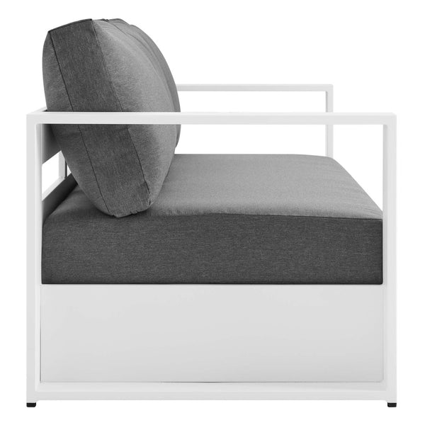 Modway Furniture Tahoe Outdoor Patio Aluminum Sofa - Weather-Resistant, Stylish Design for Ultimate Comfort & Relaxation White Charcoal EEI-5676-WHI-CHA