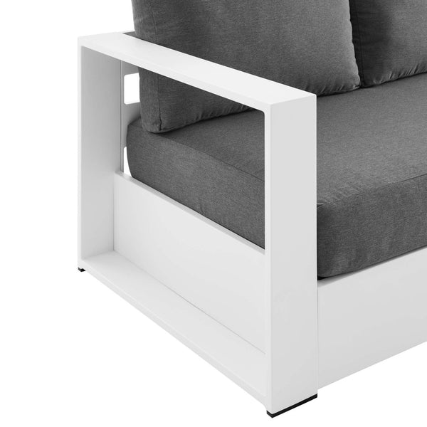 Modway Furniture Tahoe Outdoor Patio Aluminum Sofa - Weather-Resistant, Stylish Design for Ultimate Comfort & Relaxation White Charcoal EEI-5676-WHI-CHA