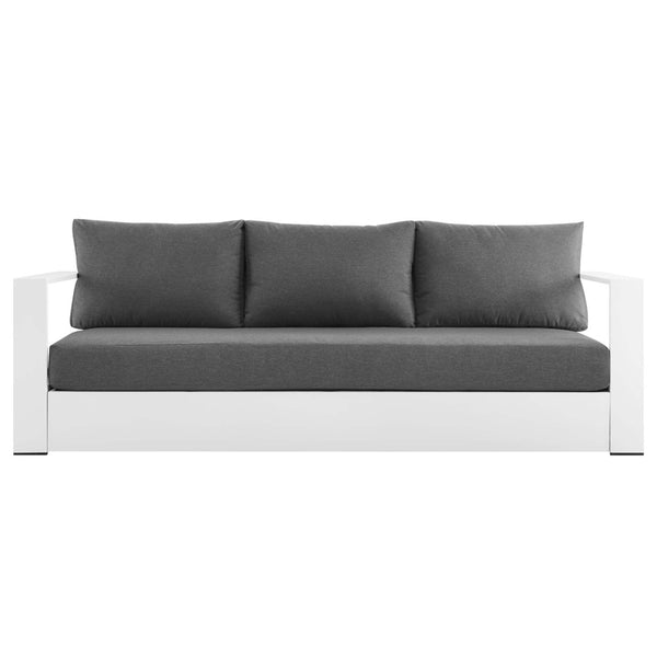 Modway Furniture Tahoe Outdoor Patio Aluminum Sofa - Weather-Resistant, Stylish Design for Ultimate Comfort & Relaxation White Charcoal EEI-5676-WHI-CHA
