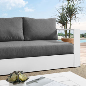 Modway Furniture Tahoe Outdoor Patio Aluminum Sofa - Weather-Resistant, Stylish Design for Ultimate Comfort & Relaxation White Charcoal EEI-5676-WHI-CHA